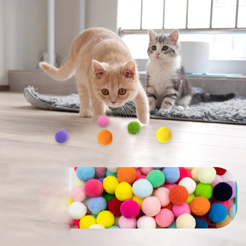 Katten Pluche Ballen met Launcher - Set van 30, 50 of 100 Ballen